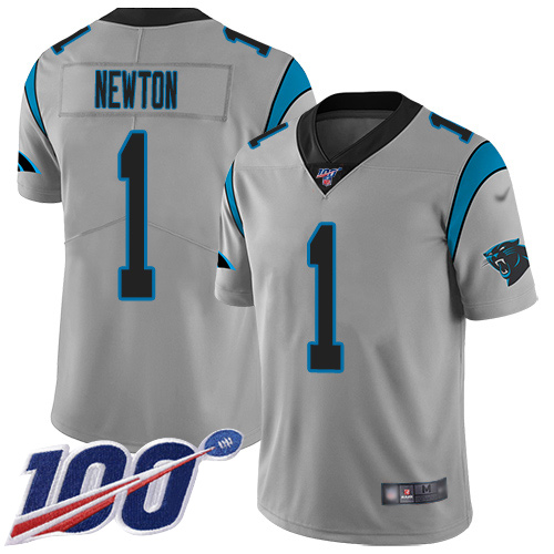 Carolina Panthers Limited Silver Men Cam Newton Jersey NFL Football #1 100th Season Inverted Legend->youth nfl jersey->Youth Jersey